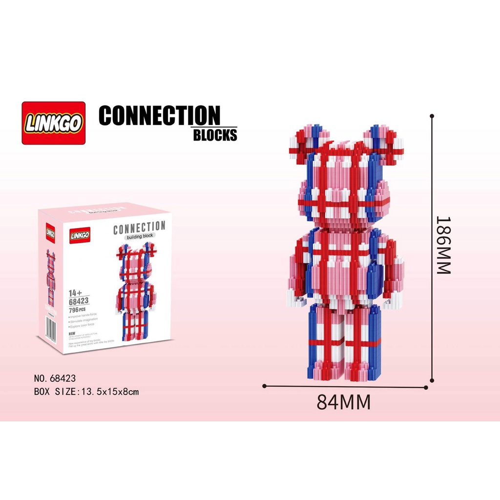 Đồ chơi xếp hình Gấu Bearbrick 19cm lắp ráp mô hình Hàng Đẹp bear brick