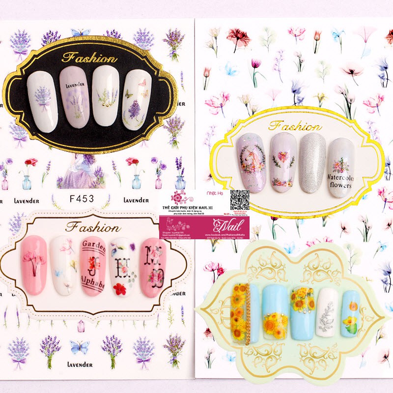 Nail Sticker Hoa Lá và Chữ Đẹp Dán Móng Tay Mới Nhất 2021 - Lẻ 1 Tấm