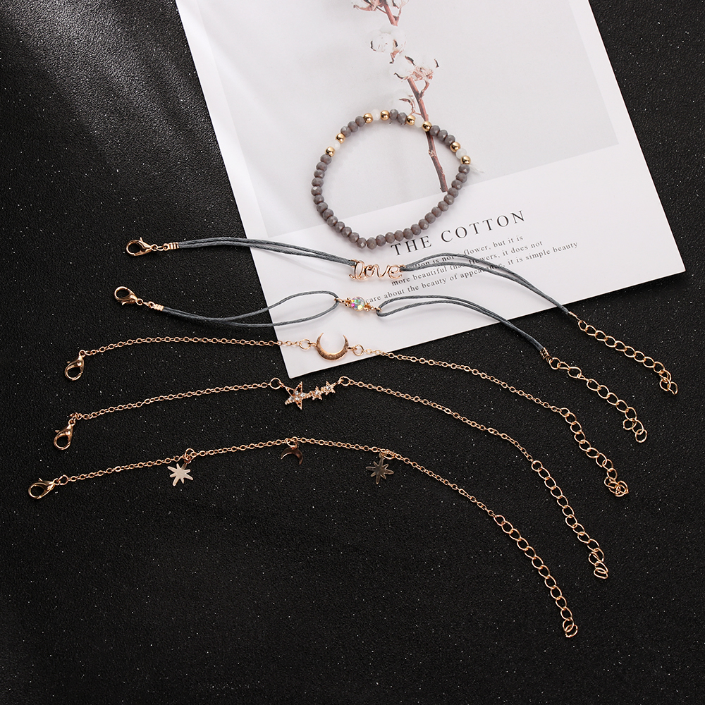 Set 6 Vòng Tay Kim Loại Phong Cách Retro Cho Nữ