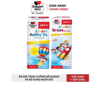 [HCM] Bộ đôi tăng cường đề kháng và bổ sung muối sắt cho trẻ Doppelherz D3 Drops và Iron Drops(2 chai 30ml)