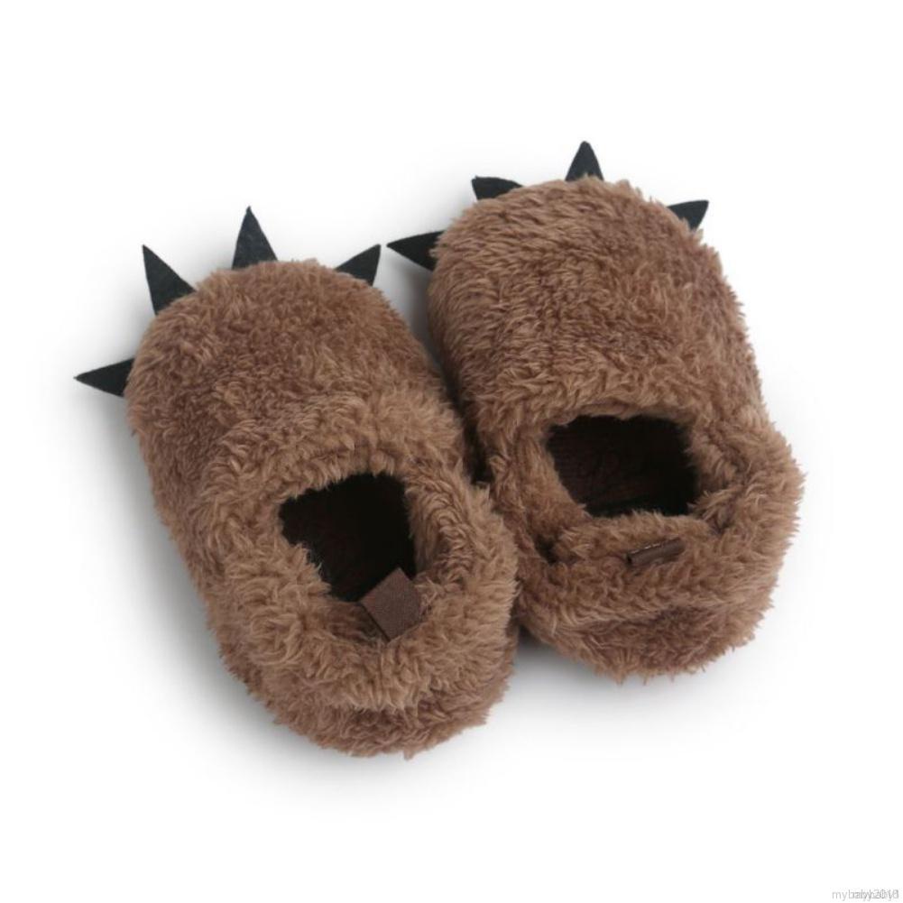 Giày vải lông chống trơn trượt thiết kế móng gấu/ báo đáng yêu dành cho bé gái và bé trai sơ sinh