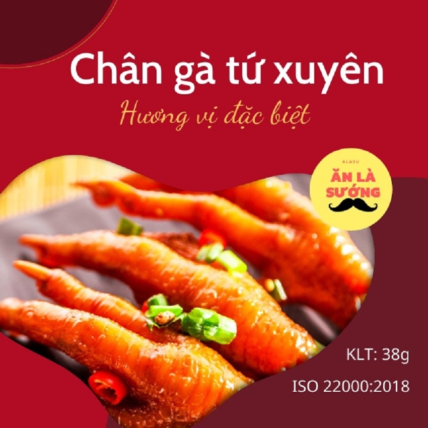 Chân gà cay Tứ Xuyên thương hiệu Việt Nam ăn vặt gói 35 gam siêu ngon