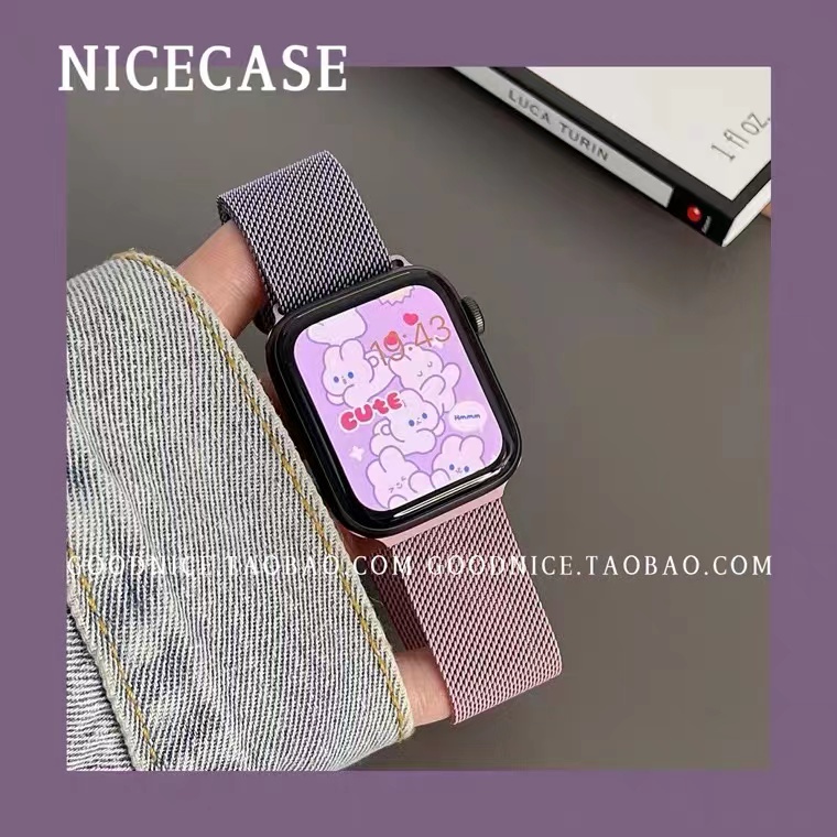 Dây Đeo Nam Châm Bằng Thép Không Gỉ 44mm 40mm 45mm 41mm 42mm 38mm Cho iWatch serie 3 4 5 6 se 7