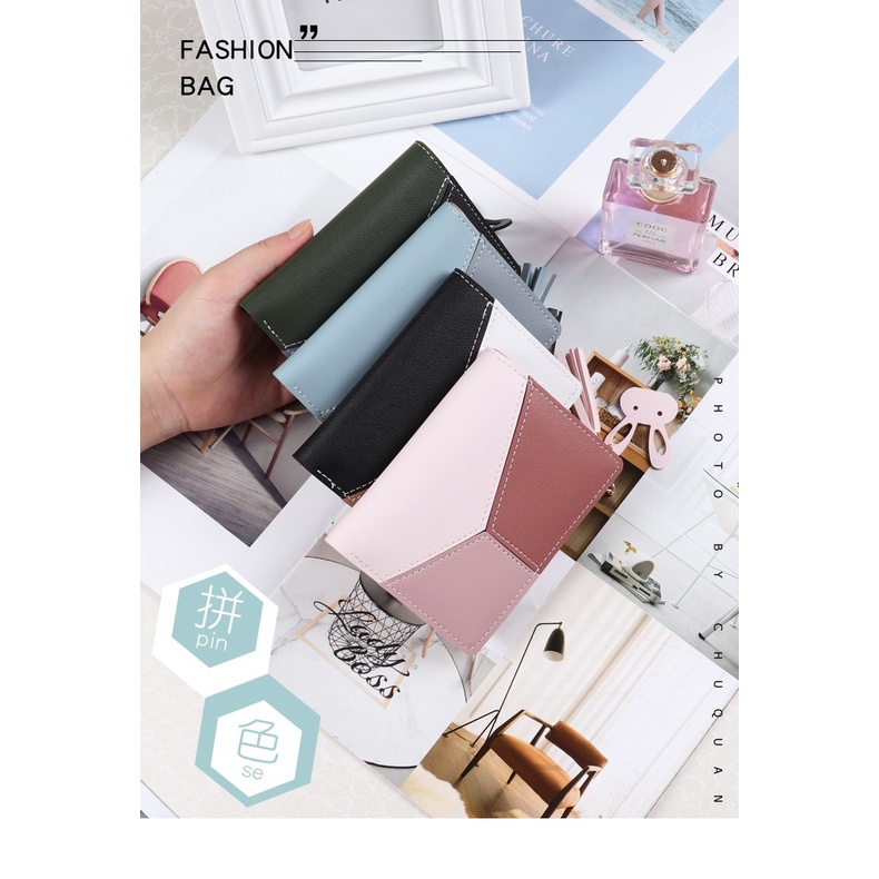 Ví Da PU Mềm Dáng Ngắn Đựng Tiền Xu / Thẻ Thiết Kế Đơn Giản Cho Nữ Giá Đỡ