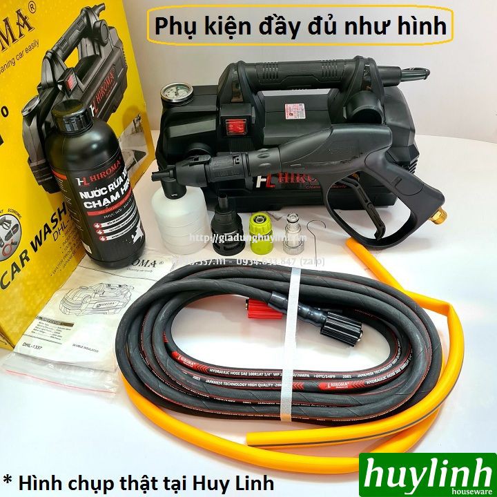 Máy xịt rửa xe Hiroma DHL-1337 - 2200W - Tặng 1 lít nước rửa xe