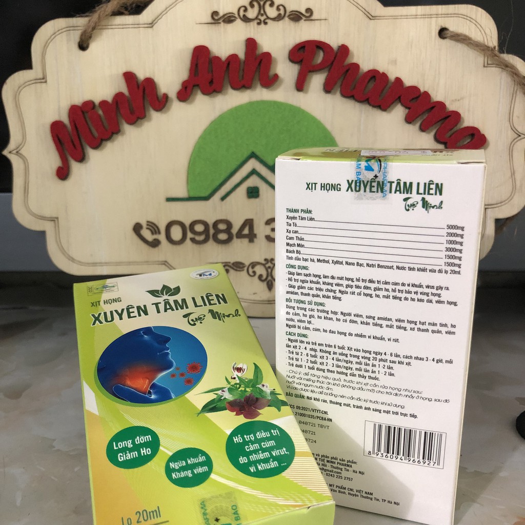 Xịt họng Xuyên Tâm Liên  - ngừa khuẩn, long đờm, giảm ho