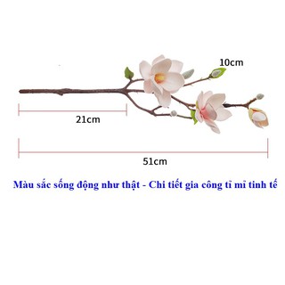 Hoa xốp giả [Tặng kèm bình gốm cao cấp] hoa vải lụa Mộc lan