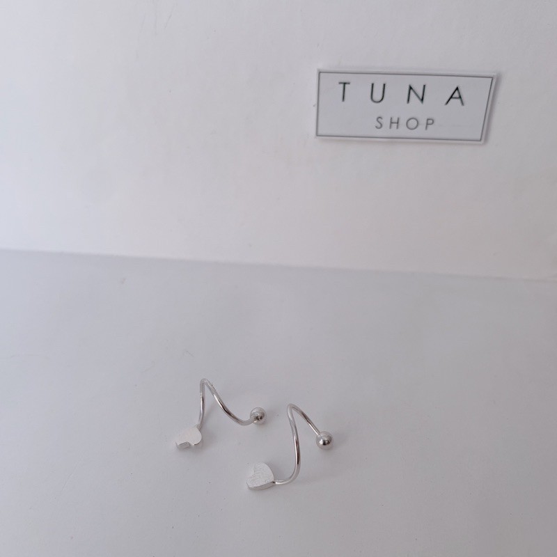 Khuyên Tai Bạc Nữ trái tim, Bông Tai Bạc cá tính _ TUNA SILVER Trang sức bạc cao cấp