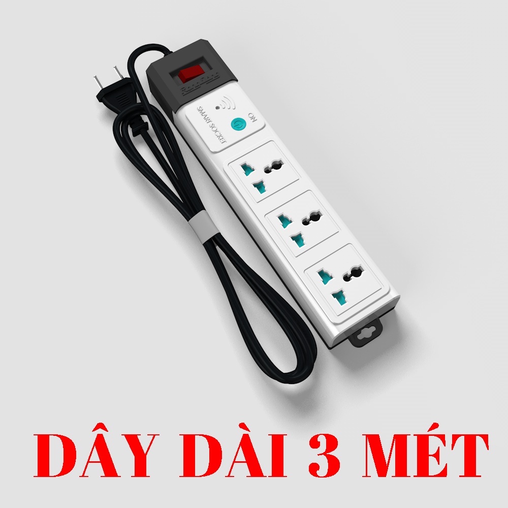 Ổ cắm điện thông minh Rạng Đông điều khiển từ xa bằng Wifi, dây dài 5 mét, tương thích với mọi loại phích cắm