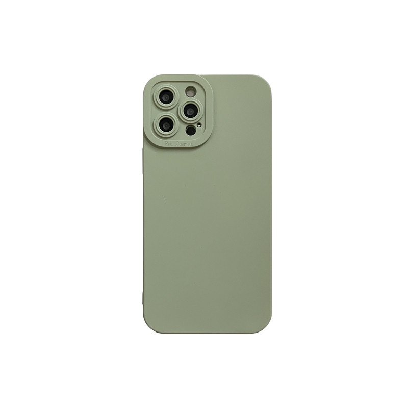 Ốp điện thoại TPU mềm bảo vệ camera màu xanh dương/xanh lá đơn giản thời trang cho IPhone 13 12 11 Pro Max XR 8 7 Plus