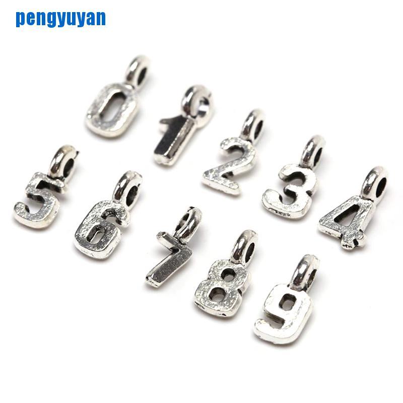 CHARMS Bộ 10 Mặt Dây Chuyền Hợp Kim Khắc Số Độc Đáo Diy