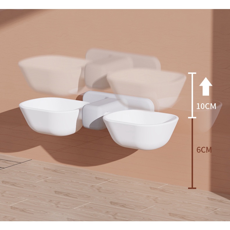 Bát ăn đôi GẮN CHUỒNG/DÁN TƯỜNG cho chó mèo