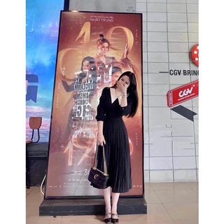 Váy sơ mi dài tay xếp li
