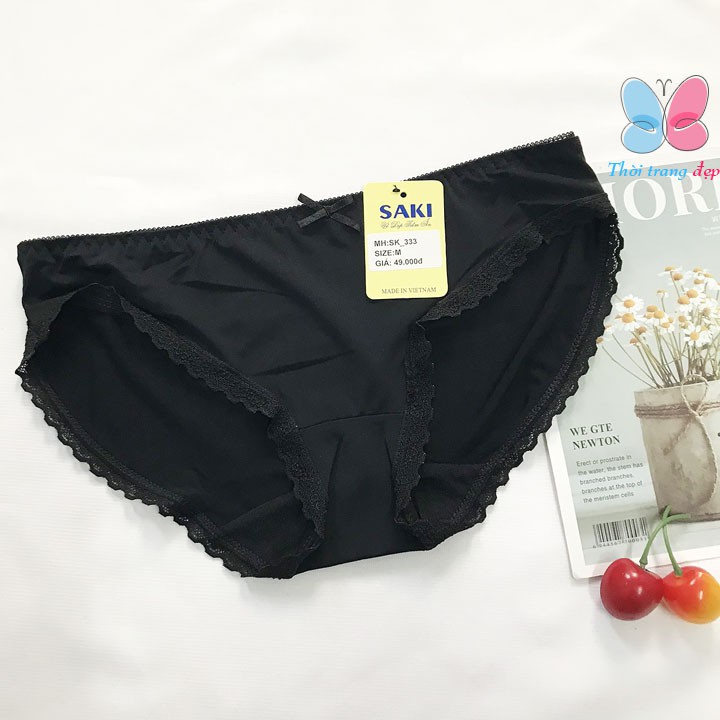 QUẦN LÓT NỮ THUN LẠNH PHỐI REN MỀM MỊN KHÔNG CẤN SAKI - QL333