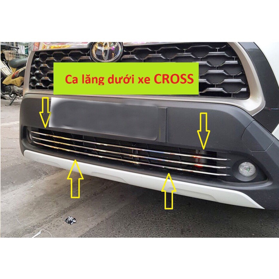 ốp calang dưới cho xe Toyota Cross 2020 2021 2022 - 3 chi tiết - Chất liệu Inox - ốp dưới biển số