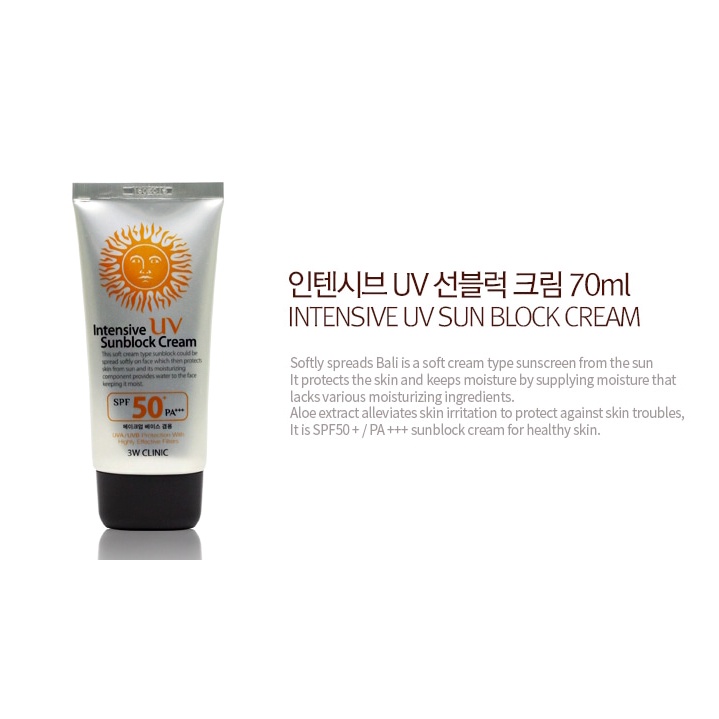[Hàng mới về] Kem chống nắng 3W CLINIC SPF50+ PA+++ 70ml hiệu quả