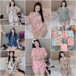 Bộ Lụa Cánh Dơi Pizama Quần Sooc Vải Cao Cấp Hoạ Tiết Mới [ẢNH THẬT+VIDEO]
