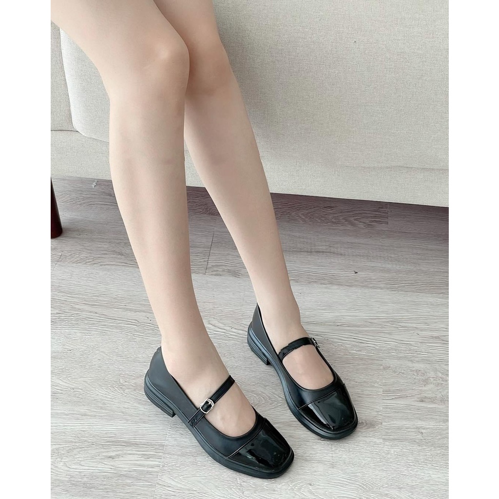 Giày Mary Jane quai cài đế 2cm Vitage phiên bản Hàn mới nhất, bệt búp bê tiểu thư xinh 2 màu đen trắng. Doc nữ