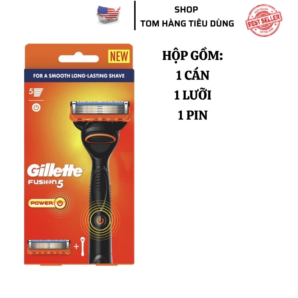 Dao cạo râu Gillette 5 lưỡi ProShield/ProGlide dùng Pin cộng 6 đầu thay thế Nhật nội địa