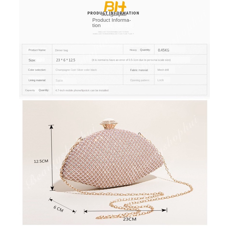 Ví Cầm Tay Đính Đá Lấp Lánh Thiết Kế Mới Cao Cấp Thời Trang