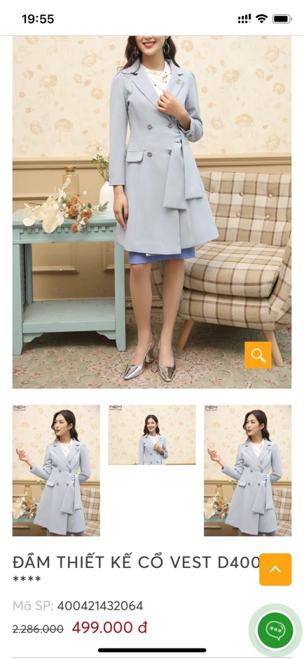 [Xả Hiệu NEM] Áo Khoác Thu Đông Hàng Hiệu NEM size 8 Màu Xanh Da Trời Thanh Lịch Ấm Kiểu Cổ Vest