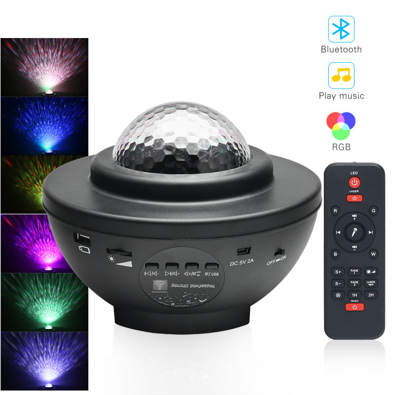 Adiodo USB đầy màu sắc Máy chiếu đầy sao Ánh sáng Bầu trời Galaxy Bluetooth Điều khiển bằng giọng nói Máy nghe nhạc LED Ánh sáng ban đêm Đèn chiếu lãng mạn Trang trí nội thất