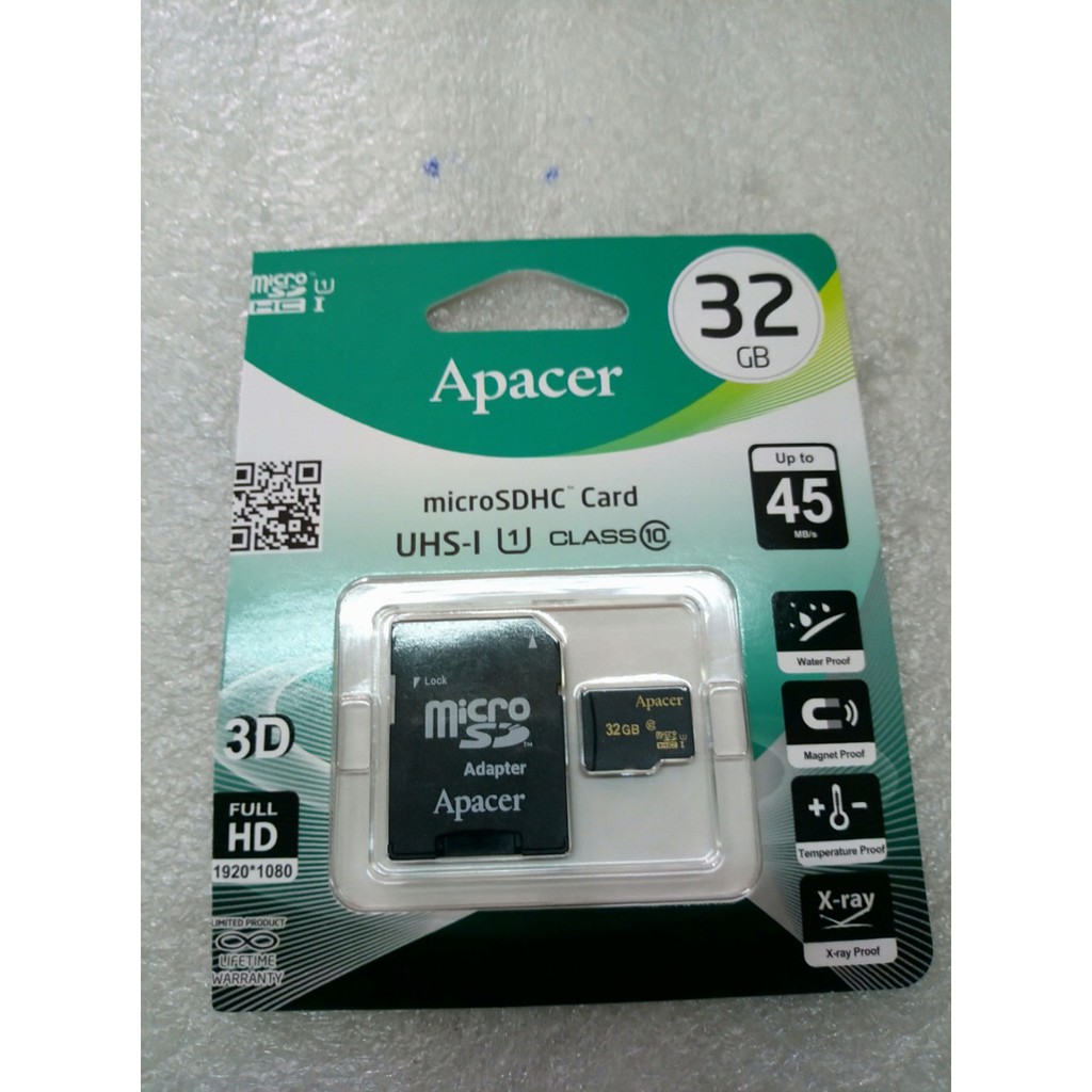 Thể nhớ Apacer MicroSD Class 10 - 32GB / Adapter kèm