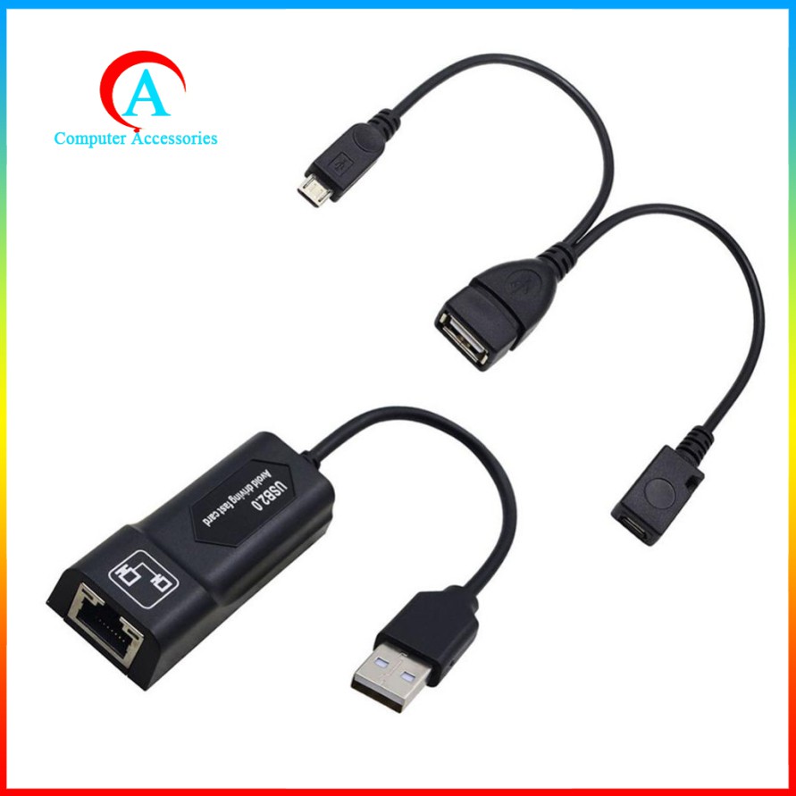 1 Set Micro Usb 2.0 To Ethernet Rj45 Network Lan Adapter Card Thẻ