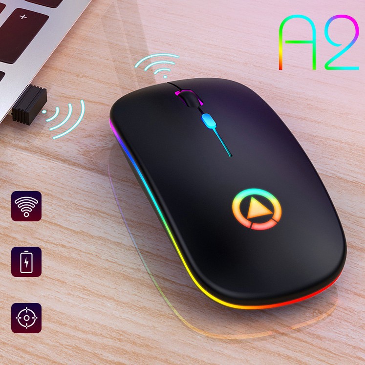 Chuột Không Dây A2 - LED RGB - Chống Ồn Thích Hợp Cho Dân Văn Phòng ( BH 6 tháng ) | BigBuy360 - bigbuy360.vn