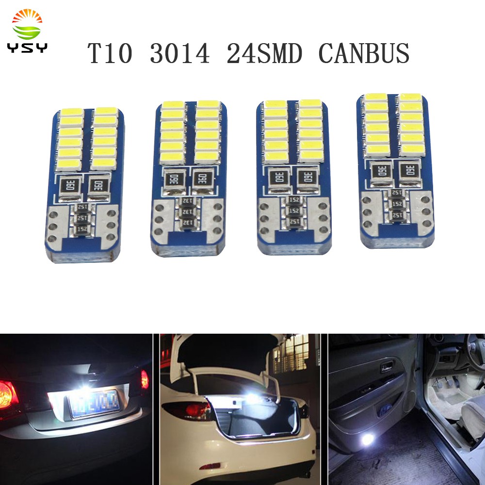 1 Đèn Led T10 W5W 12v 3014 24smd 194 W5W Gắn Biển Số Xe Ô Tô