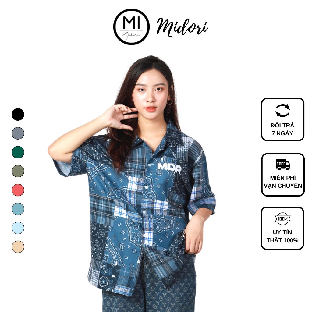 31 Áo Sơ Mi Unisex Hoạ Tiết Tay Ngắn Cổ Vest Thời Trang nam nữ Vải Lụa Chính hãng Local Brand Mi Midori