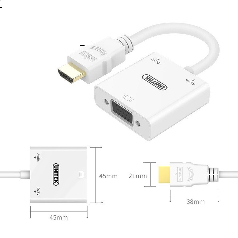 Cáp chuyển tín hiệu HDMI to VGA + Audio UNITEK Y-6333