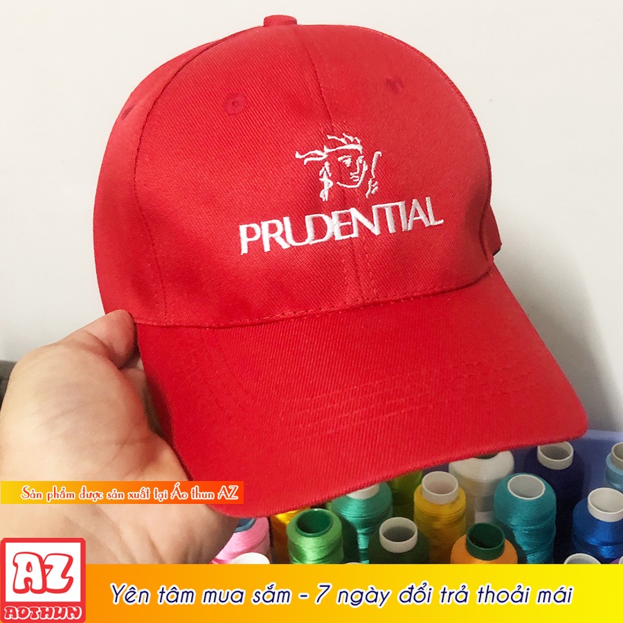 Nón kết thêu logo đồng phục công ty bảo hiểm prudential AT23