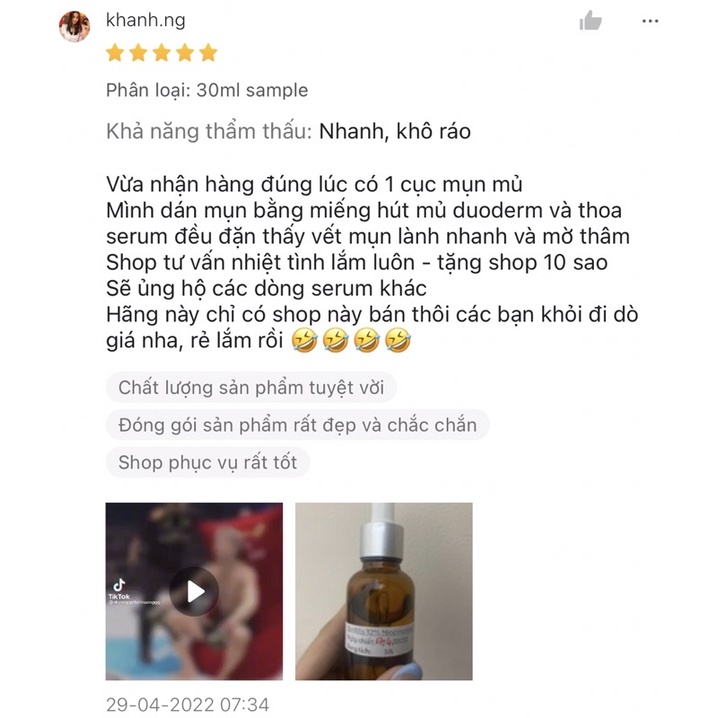 Tinh chất 12% Niacinamide 2% Zinc cho da dầu mụn nhạy cảm dupe Ordinary, Inkey List