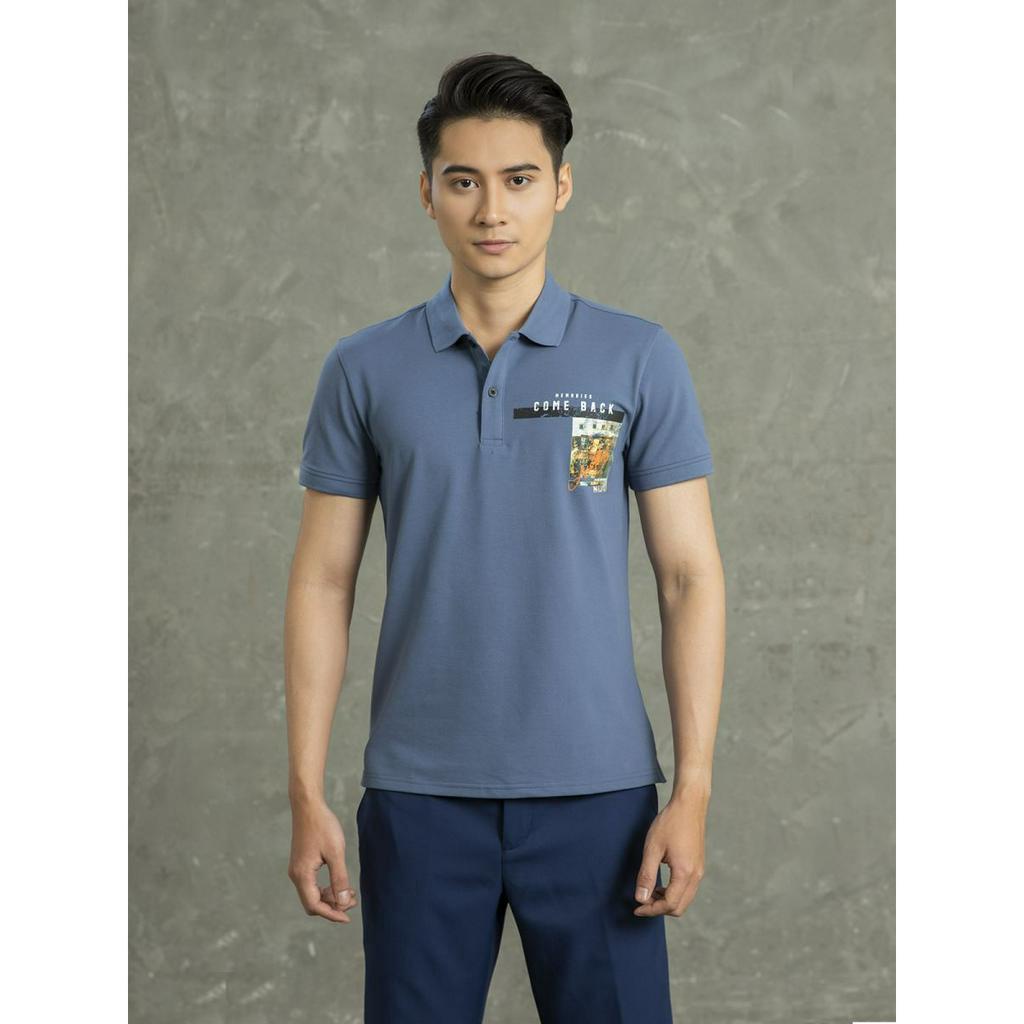 Áo polo nam Aristino  họa tiết phố cổ form ôm  -APS062S1