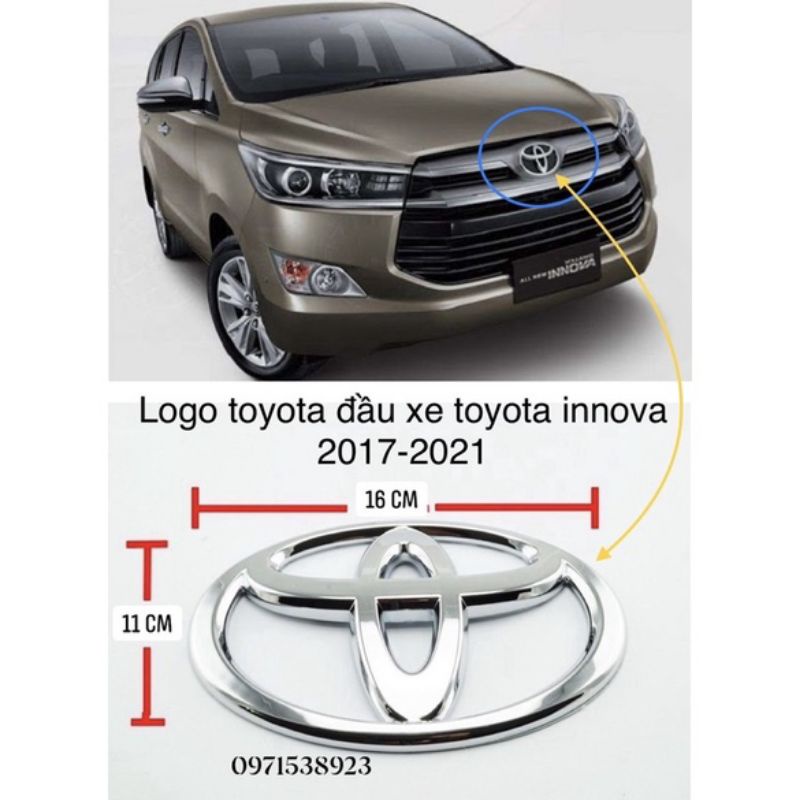 logo TOYOTA trước đầu xe TOYOTA INNOVA 2017-2021 kích thước 16cm*11cm