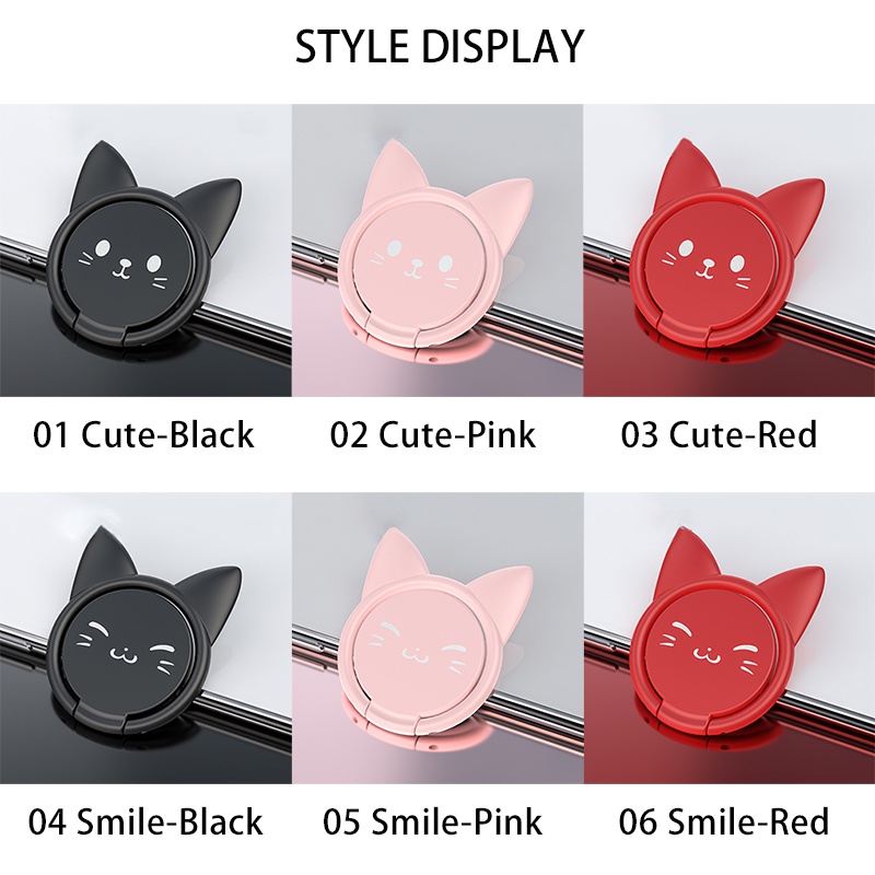 Vòng Nhẫn Mini Xoay 360 Độ Bằng Kim Loại Hình Mèo Dễ Thương Cho Điện Thoại° Giá Đỡ Điện Thoại Trên Ô Tô