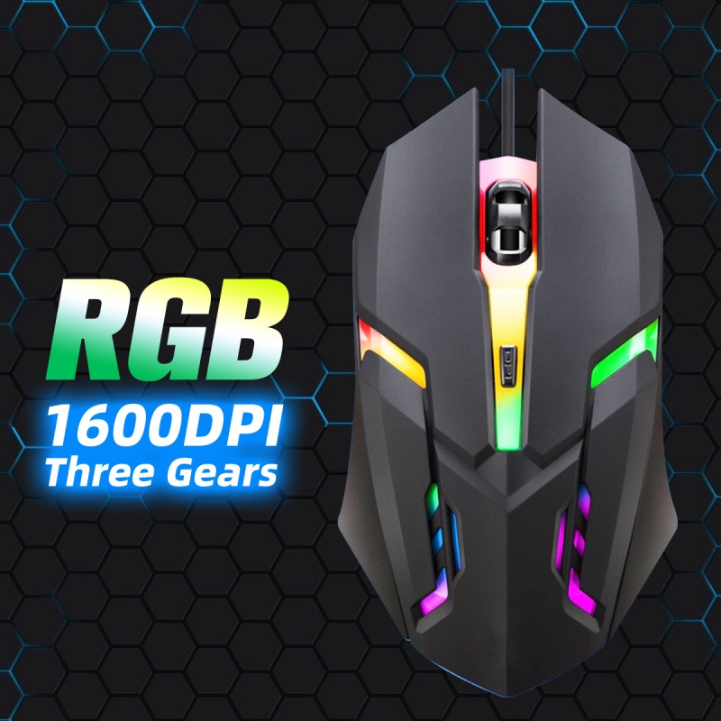 Chuột quang chơi game ANKNDO có dây tích hợp và đèn nền 7 màu RGB không gây tiếng ồn dành cho laptop và PC