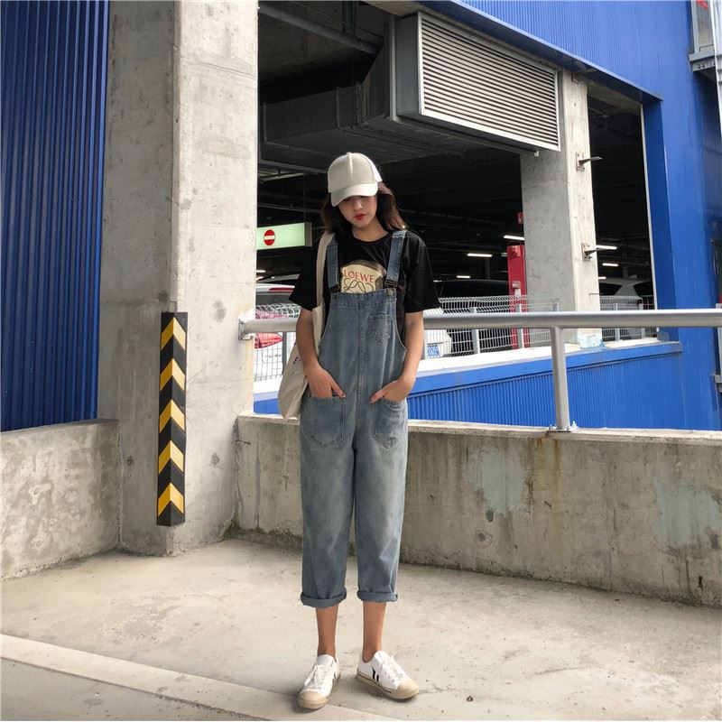 SUXI Jumpsuit thời trang có dây đeo vai tiện dụng phong cách Hàn Quốc cho nữ