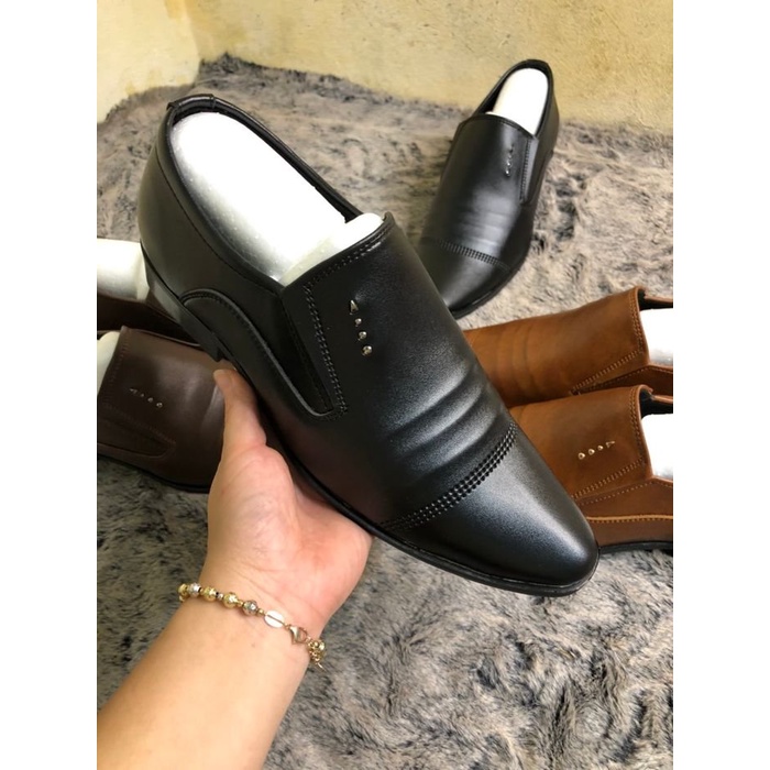 Giày da nam tăng chiều cao 6cm da mềm cao cấp, giày tây nam công sở đế khâu chắc chắn