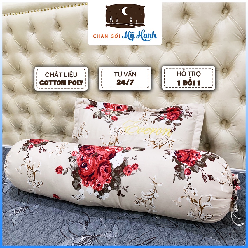 Gối ôm dài kích thước 1m-35cm gồm vỏ, áo gối ôm và ruột gối ôm bông gòn tinh khiết mẫu Hoa hồng đỏ ( Ảnh thật shop)-GO02