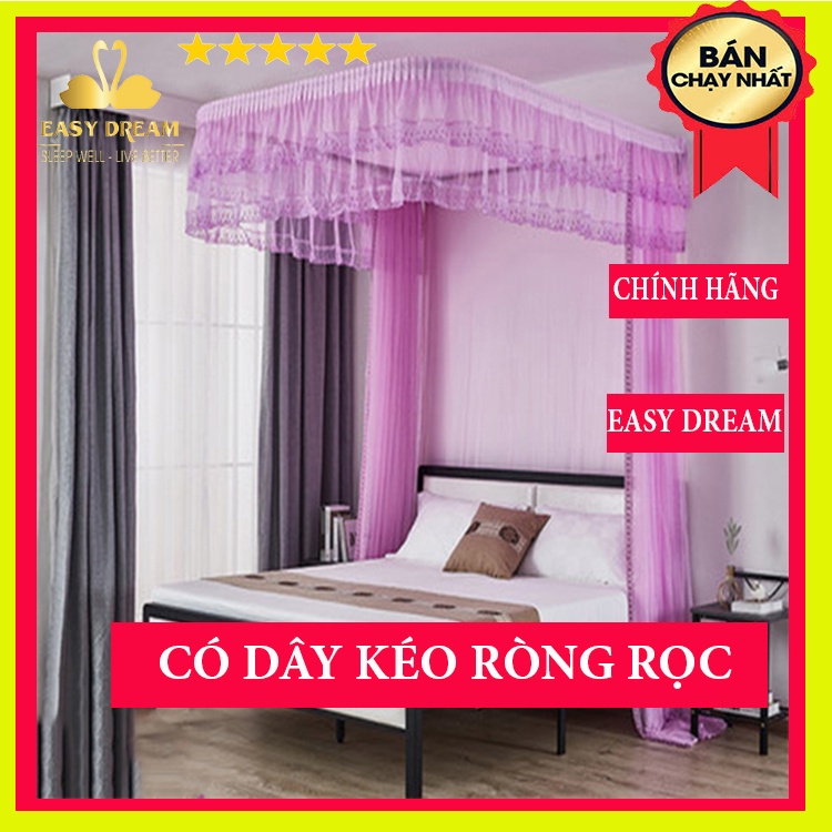 Màn khung không khoan tường EASY DREM  mùng ngủ hiện đại - có dây kéo  -cao 2m25- khớp nối ốc vít siêu chắc -chống muỗi