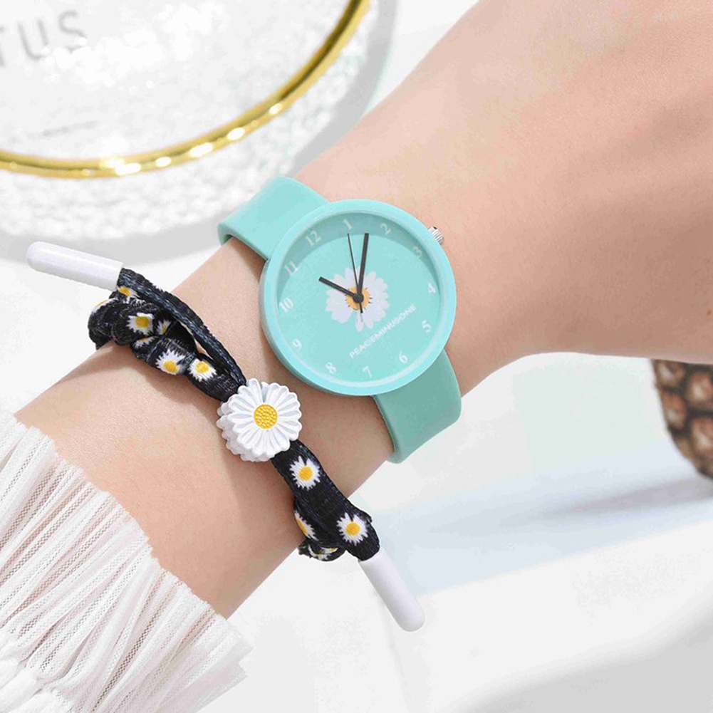 MACmk XR4370 Women Lady Marguerite Silicone Analog Dial Quartz Watch with Bracelet