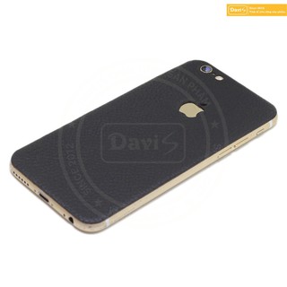 Miếng dán da dán iPhone 6 plus - Da thật nhập khẩu cao cấp - Davis (Đen Vân)