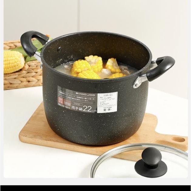 Nồi chiên, rán,nấu Vân đá chống dính SARA NHẬT BẢN cực tốt (dùng cho bếp từ ) size 22 cm cao 7086