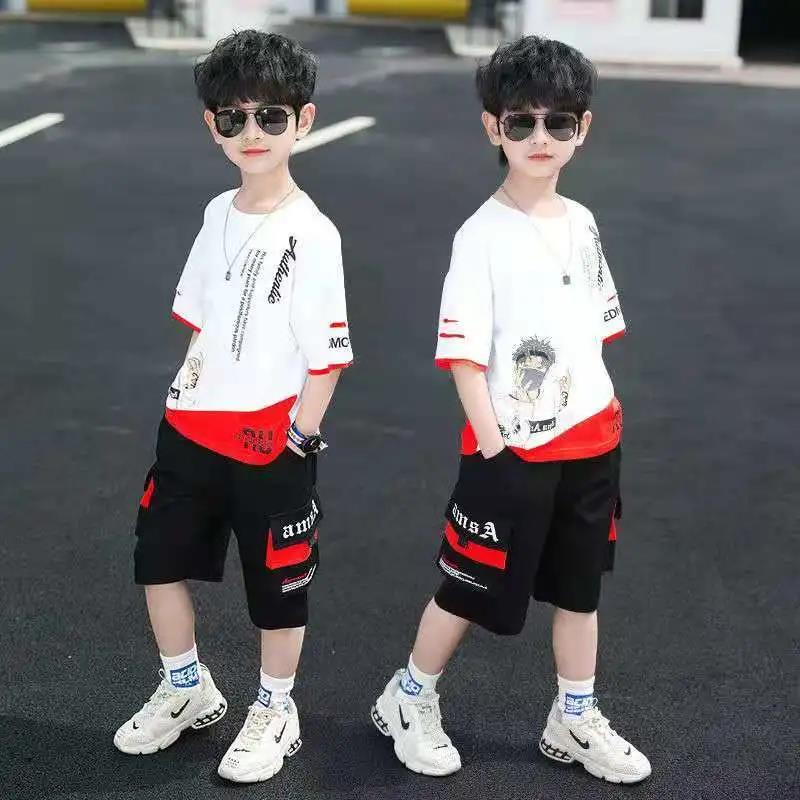 Set Đồ Mùa Hè 2 Món Gồm Áo Tay Ngắn + Quần Ống Rộng Dành Cho Bé Từ 3-4 - 5-6 - 7-8 - 9-10 - 11-12 - 13-14 - 1 Áo Thun Kích Thước 110-160cm