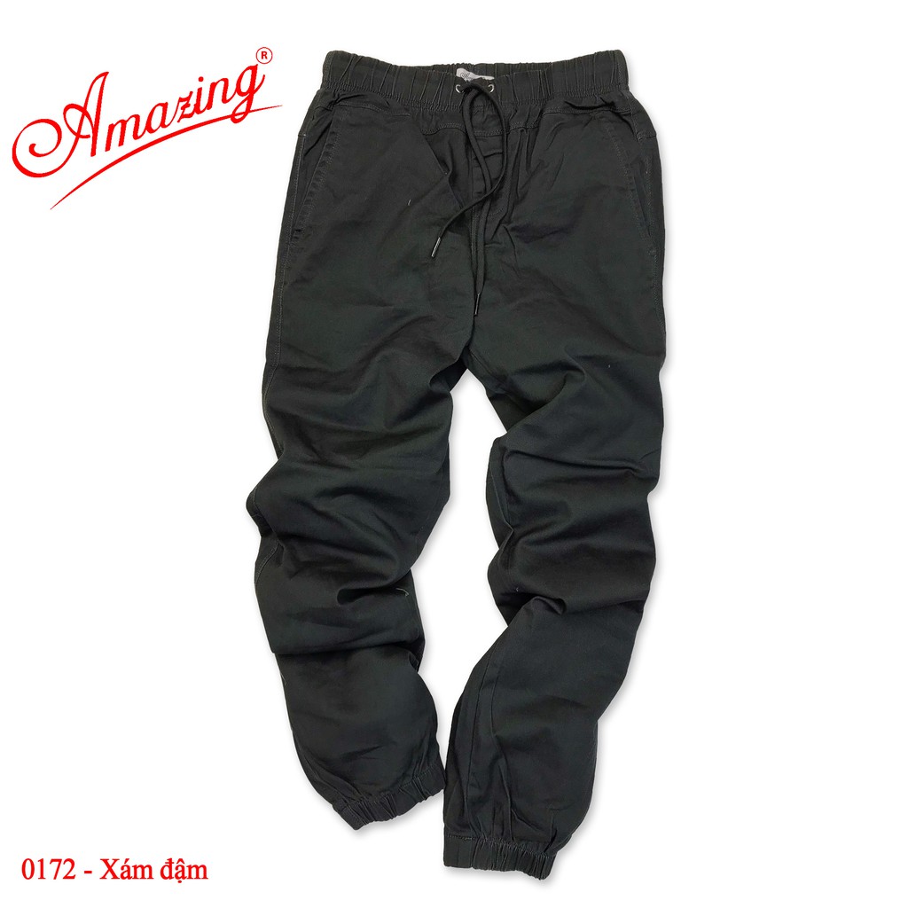 Quần Jogger big size, kaki nam Amazing, gấu bo chun, dáng thể thao năng động, vải co giãn nhẹ, màu cafe nhạt