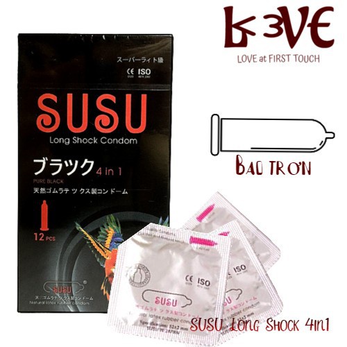 Bao cao suFreeshipSUSU 4IN1 siêu mỏng, trơn, kéo dài Nhật Bản - Hộp 12 chiếc