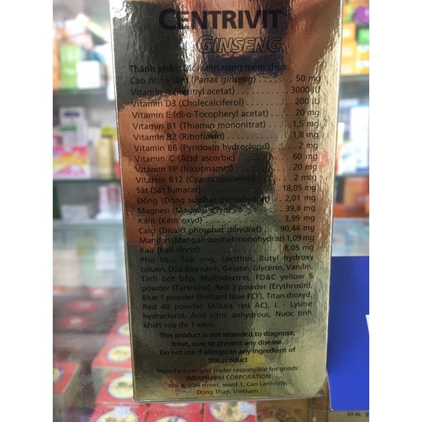 ✅ [Chính Hãng] Centrivit Ginseng viên nang mềm cao nhân sâm vitamin khoáng chất