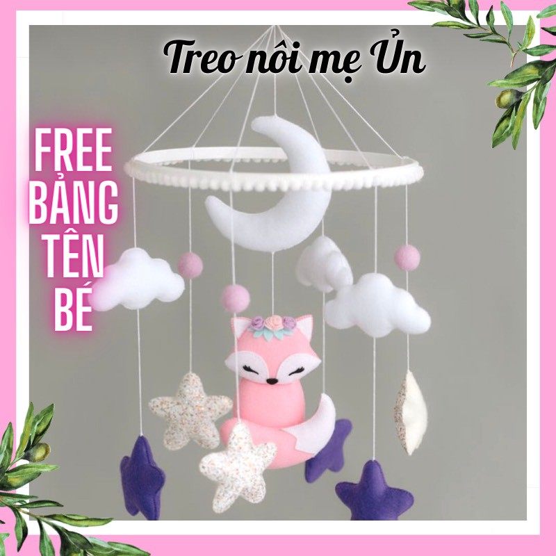 Đồ chơi treo nôi kích thích thị giác cho bé sơ sinh, treo nôi cho bé tự xoay phát nhạc mẫu CÁO HỒNG